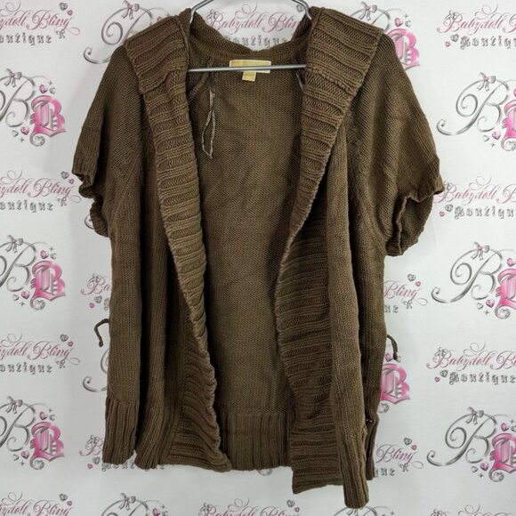 Michael Kors tshirt sweater open front knitted Brown Women's Cardigan - Picture 1 of 7